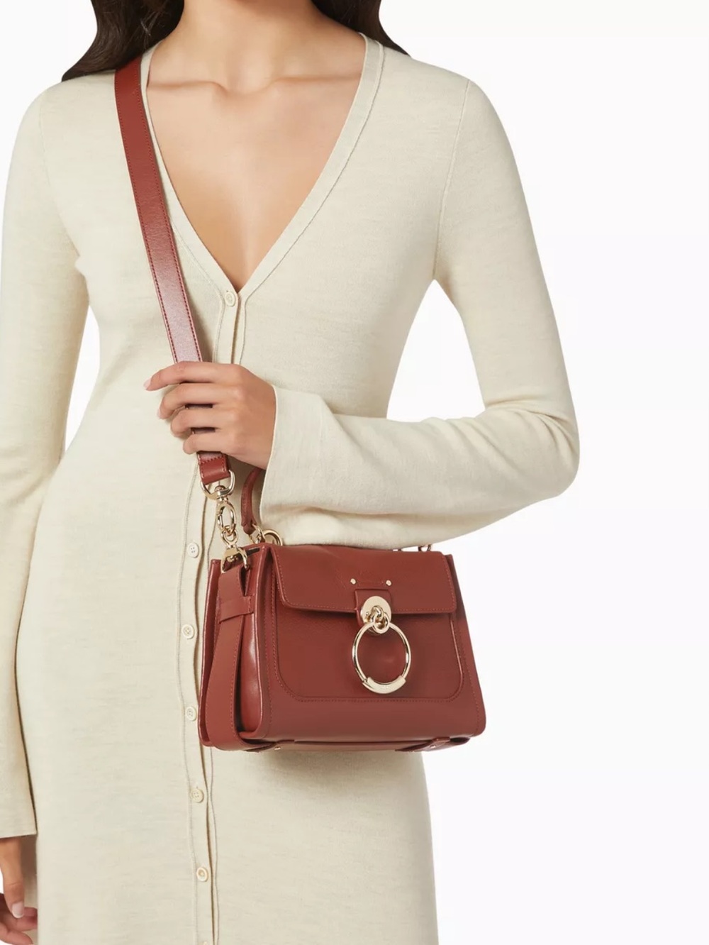 Chloe Mini Tess Day Bag - Sepia Brown (Caramel) Grained Calfskin